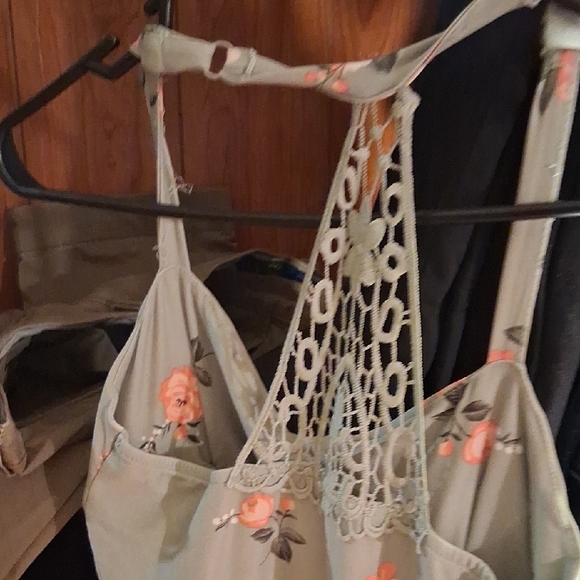 No Boundaries Gray Floral Tie-Front Camisole Dress - Picture 6 of 9